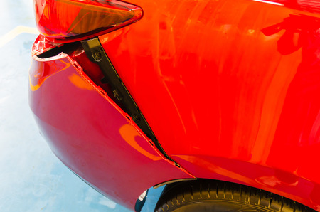 Rear bumper and tail lights red car accident.の写真素材