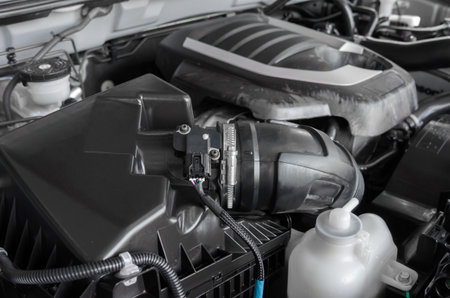 Details of the engine of the car.