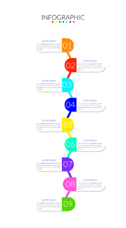 Business Infographics  Vector Design elements template. 9 options or steps timeline diagram,  Can be used for presentationのイラスト素材