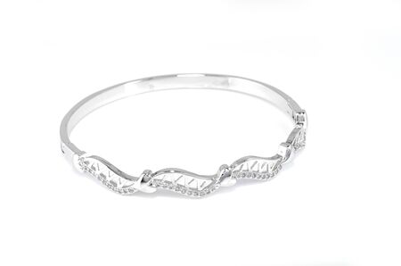 Beautiful fashion bracelet Diamond on a white backgroundの写真素材