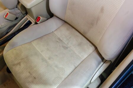 Dirty on the seat inside the carの写真素材