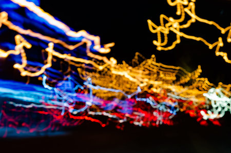 Blur background Night in the City of Lights.Long exposure photo