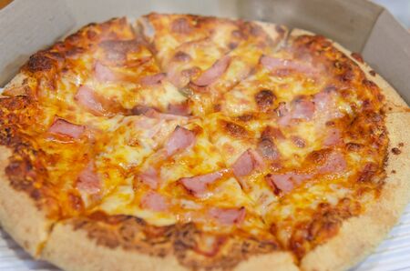 Hot Slice Pizza Ham Mozzarellaの写真素材