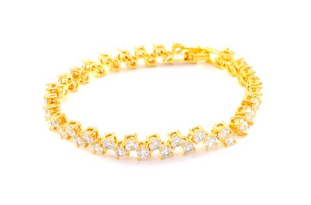 Diamond jewelry gold bangle isolated on the white background.の写真素材