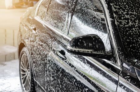 car wash with bubble soap.の写真素材