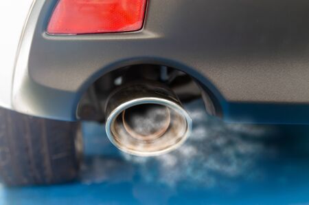 Car exhaust while leaving a smoke.の写真素材