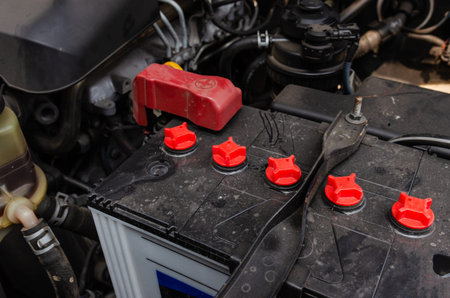 Power connector for the car power supply.Car battery details.
