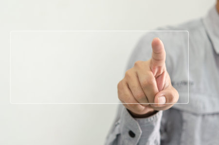 hand touching digital icon on touch screen.Business concepts and computer technology.