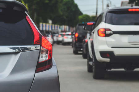 Car tail lights, traffic jams during rush hour.の写真素材