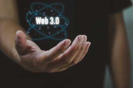 Businessman selecting web 3.0 on virtual screen.