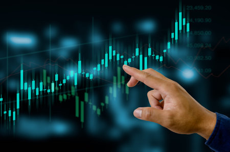 Finance and business investment concept. Stock and crypto investment funds.Businessman touching...