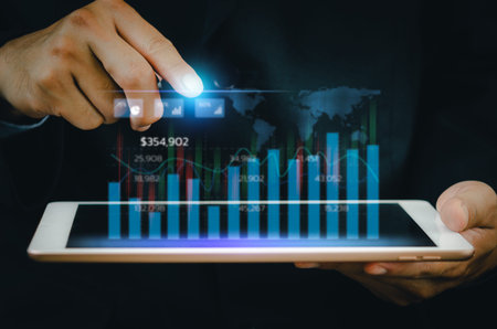 Business analysis and economic growth big data with financial graphs. Concepts of digital virtual...
