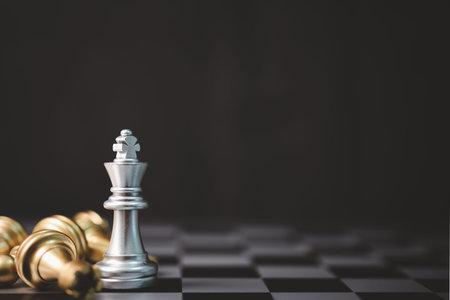 chess game stand on chessboard.Business strategy teamwork success investment concept.の写真素材