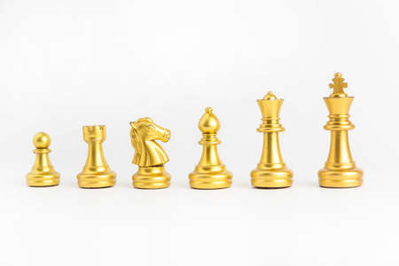 chess game gold isolated on white background.の写真素材