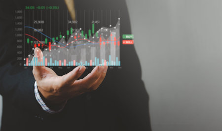 Technology and investment concepts in company finance. Investments in stock market funds and digital...