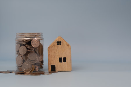 Real estate concept business, home insurance and real estate protection. Buy and sell houses and real estate online and Concept of property. Invesment and Risk Management.の写真素材