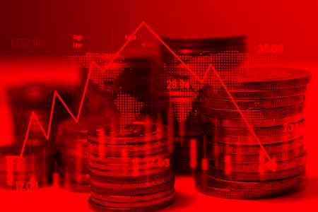 Concept of business finance graph arrow inflation economy investment stock market.の写真素材