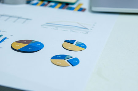Business documents Graphs and charts Documents Financial development, Banking Account, Statistics, on desk at office.の写真素材