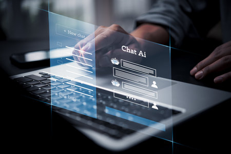 Chat Robot is an artificial intelligence.AI improves conversations and customer service in business and develops information programs.Futuristic technology transformation.の写真素材
