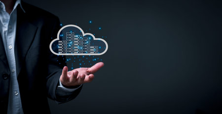 Cybersecurity and information connection. Cloud computing data technology storage security...