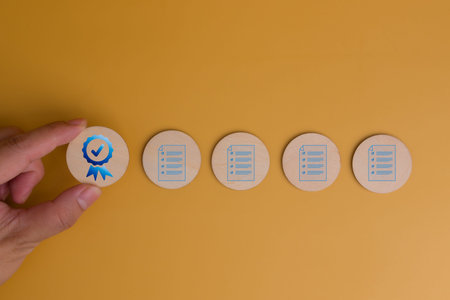 Business technology marketing question certificate feedback management, check satisfaction post research online service, questionnaire survey evaluation concept.の写真素材