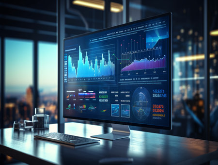key performance indicator KPI metrics dashboard for sales and business results evaluation and review system. generative aiの素材