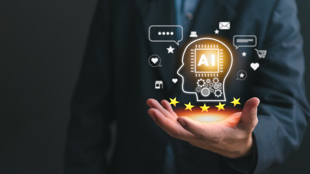 Chatbot conversation Ai Artificial Intelligence data technology generate online customer service and feedback digital marketing financial. Concept automated robot virtual assistantの写真素材