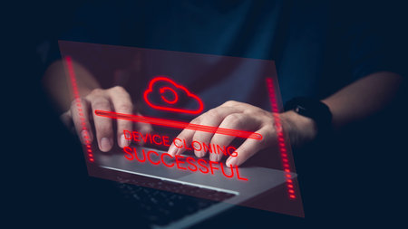 Cyber security, data, privacy from hacker theft and crime, digital online networks, software and technology access systems and passwords.の写真素材