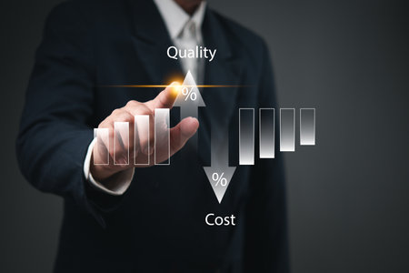 Cost control optimization, quality management, business efficiency cost reduction risk management effective solutions product improvement breakthrough strategies.の写真素材