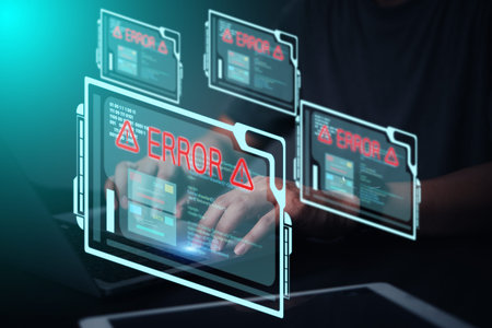 Concept of system error, cyber attack, or data breach digital technology. Cybersecurity issues,...