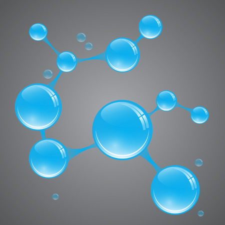 3D Molecule structure Blue color on Gray background vector  Illustrationのイラスト素材