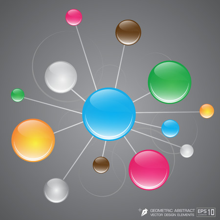 3D Molecule structure Full color on Gray background vector EPS10 Illustrationのイラスト素材