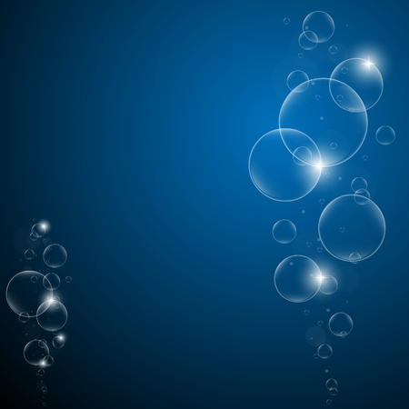 Water bubbles on a Dark Blue background illustrationのイラスト素材