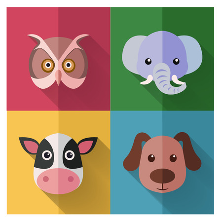 Animal Icon Set with Flat Design  Vector Illustrationのイラスト素材