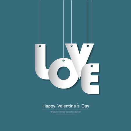 Happy Valentine's day greeting card with Love text paper cut stype on Green background, vector Desginのイラスト素材