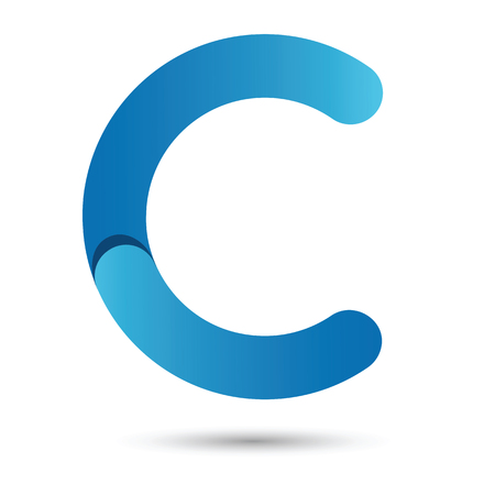 C font vector with blue color on White background, Futuristic font, Cosmic, Vector alphabet set, Elegant light font , typeface, typography, typewriter.のイラスト素材