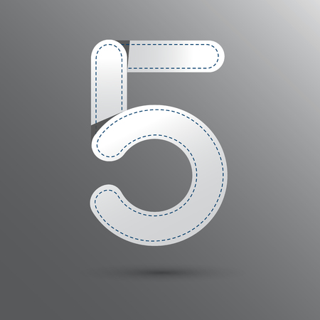 Number Five with white and gray color . Vector design template elements for your designのイラスト素材