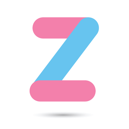 z font with blue and pink color on White background, Futuristic font, Cosmic, alphabet set, Elegant light font , typeface, typography, typewriter.のイラスト素材