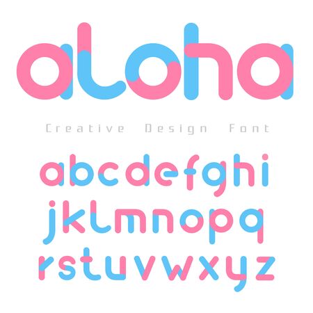 font set with pink and Blue Color on white background for you design,Futuristic font, Cosmic, alphabet set, Elegant light font , typeface, typography, typewriter.のイラスト素材