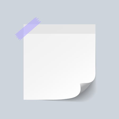 Blank White Sticky Note isolate on gray background, vector illustrationのイラスト素材