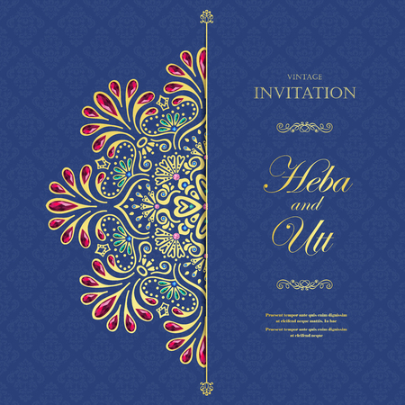 Wedding or invitation card  vintage style  with  crystals  abstarct pattern background  ,vector element eps10 illustration,indian,islam,wedding,invitationのイラスト素材