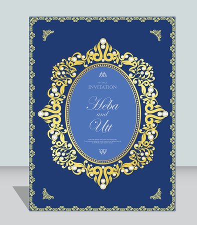 Wedding or invitation card  vintage style  with  crystals  abstarct pattern backgroundのイラスト素材