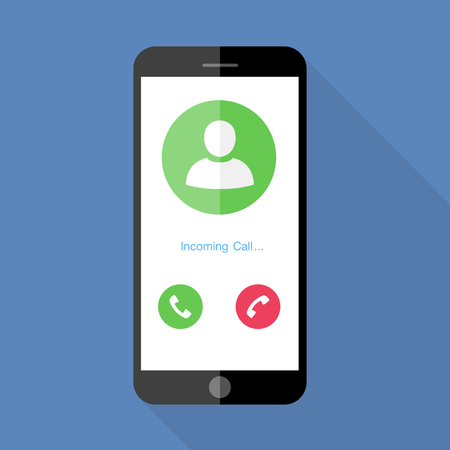 Flat design the smartphone with incoming call on screenのイラスト素材