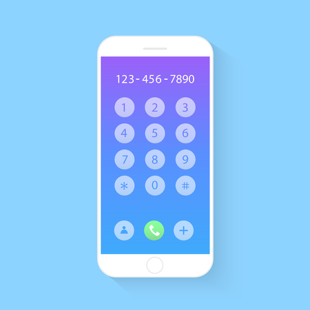 Flash Design with long shadow the smart phone with  Call Application on screen ,vector design Element illustrationのイラスト素材