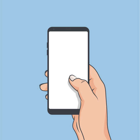 Flash Design style hand holding the smartphone with Blank on screen ,vector design Element illustrationのイラスト素材