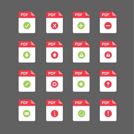 Flat design with PDF files icon set ,symbol set, vector design element illustrationのイラスト素材