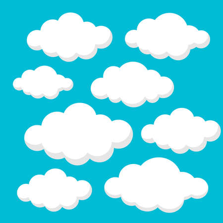 Clouds set isolated on blue wallpaper image illustrationのイラスト素材