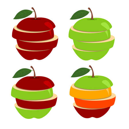 Abstract vector icon illustration for whole ripe fruit apple.のイラスト素材