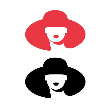 Woman silhouette, head, face icon isolated. Use for beauty salon, spa, cosmetics design.のイラスト素材