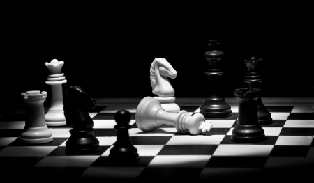 Check mate chess game in black and whiteの写真素材